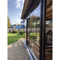  Мягкие окна ПВХ для летней площадки кафе, крепление на скобы с ремешками